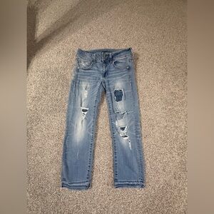 American Eagle Artist Crop Distressed Super Stretch Jeans - Size 2 Regular
